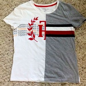 tommy hilfiger spilt t shirt two designs